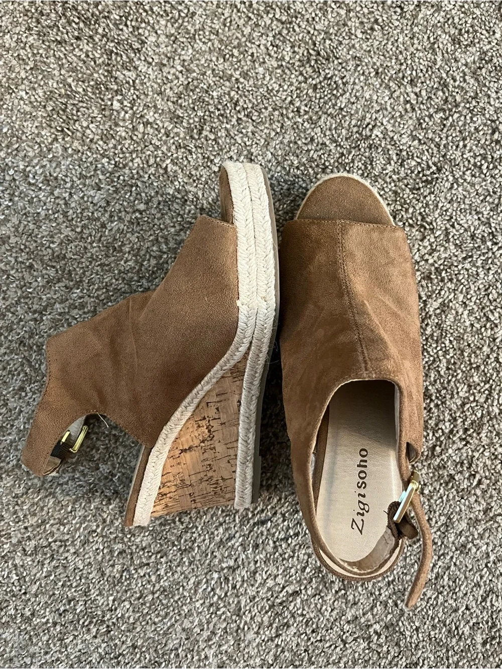 Anna Tan Suede Wedge Sandals